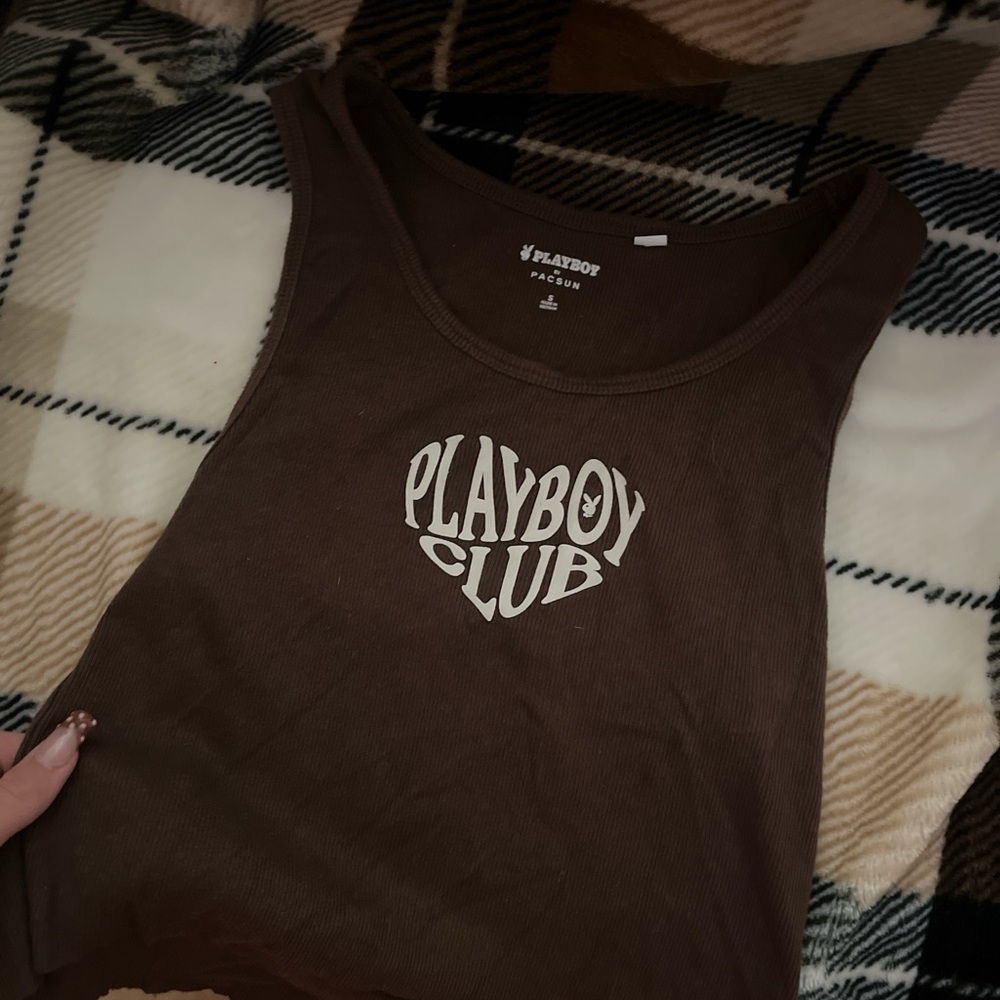 PLAYBOY Brown Tank Top with White Logo